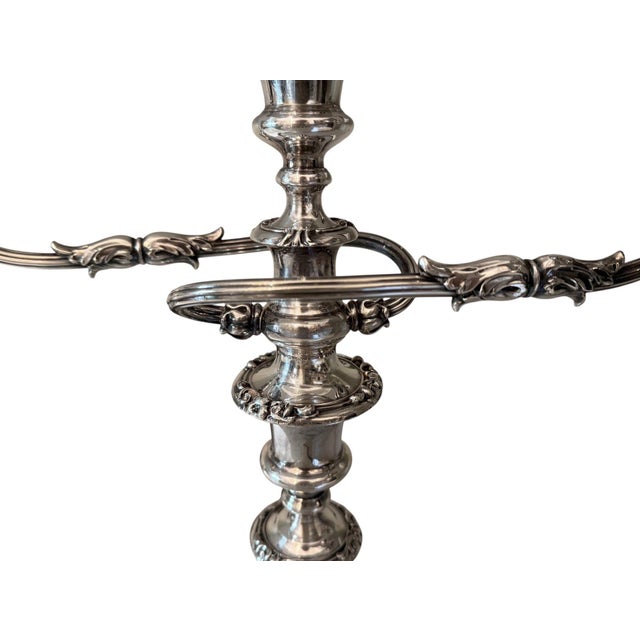 Pair of Silver Candelabras With Floral Detailing, France, Mid-20th Century. For Sale - Image 9 of 11