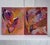 Vintage Contemporary Abstract Expressionism Diptych Original Oil Paintings, a Pair, Magenta, Orange & Plum For Sale - Image 18 of 18