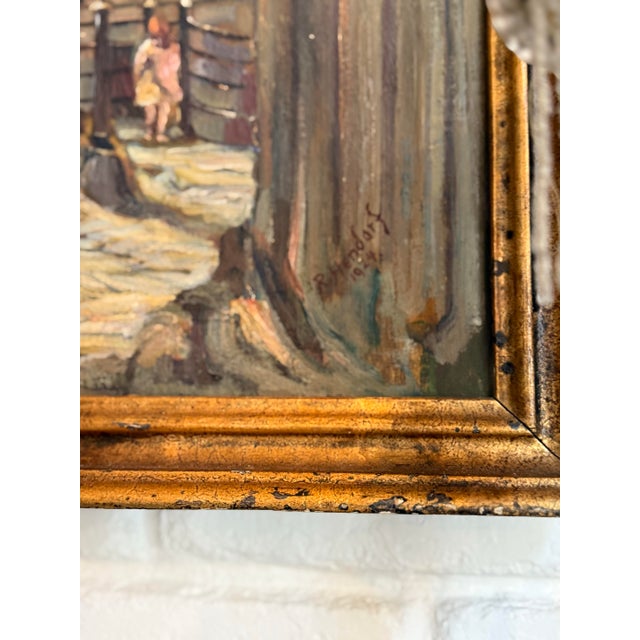 Traditional Richard Hendorf “Bridge in Winter” German Oil Painting, 1924 For Sale - Image 3 of 7