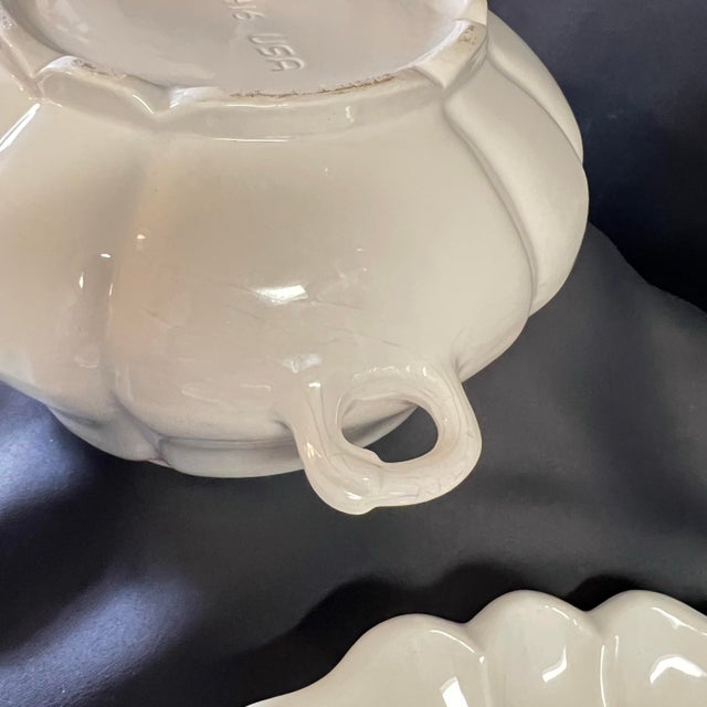 Vintage California Pottery Ivory Tureen Set With Ladle & Platter - Set of 3 For Sale - Image 12 of 12