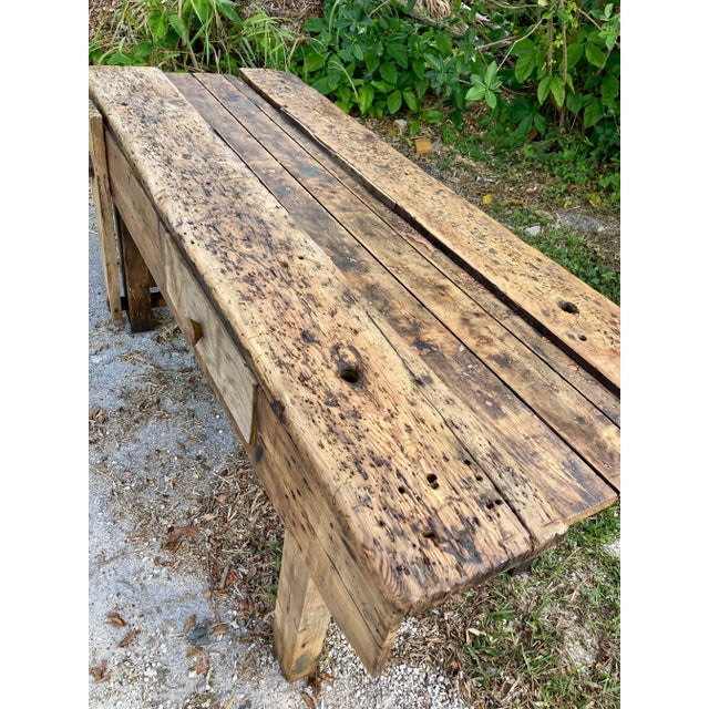 Brown 19th Century English Pine Workbench Table For Sale - Image 8 of 10