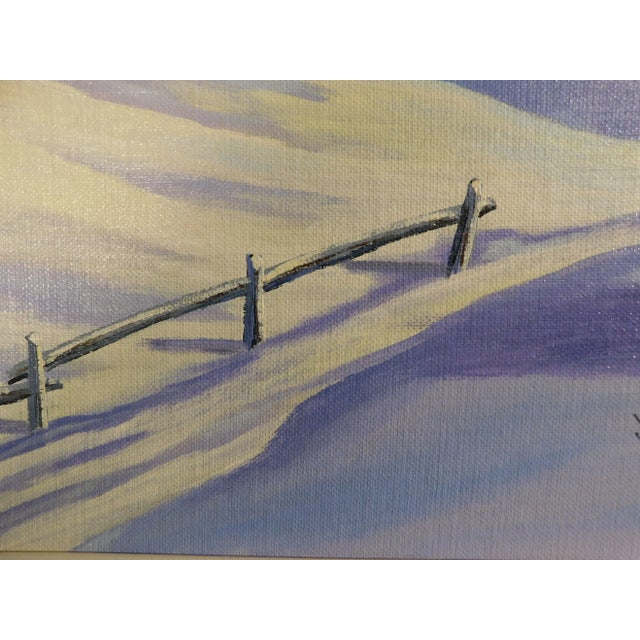 Textile M. Monette Oil Painting on Canvas Board Landscape Late Winter Afternoon Solitude For Sale - Image 7 of 13