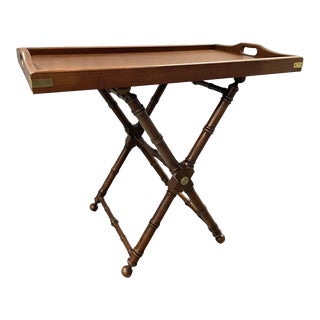 1960s Vintage Faux Bamboo Butlers Tray Table For Sale