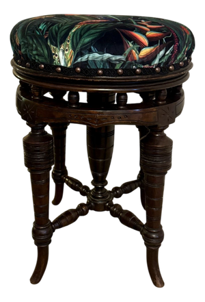 Antique Victorian Mahogany Revolving Piano Stool, 1880s