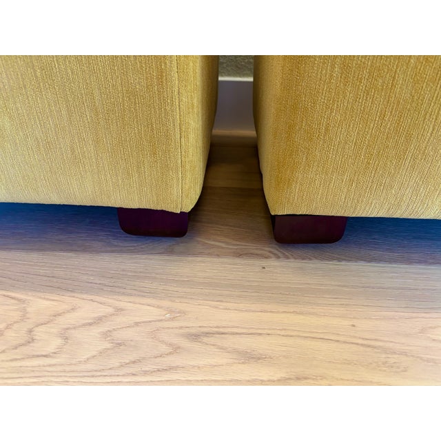 2020s Custom Made Mustard Color Chenille Ottomans- A Set of 2 For Sale - Image 5 of 6