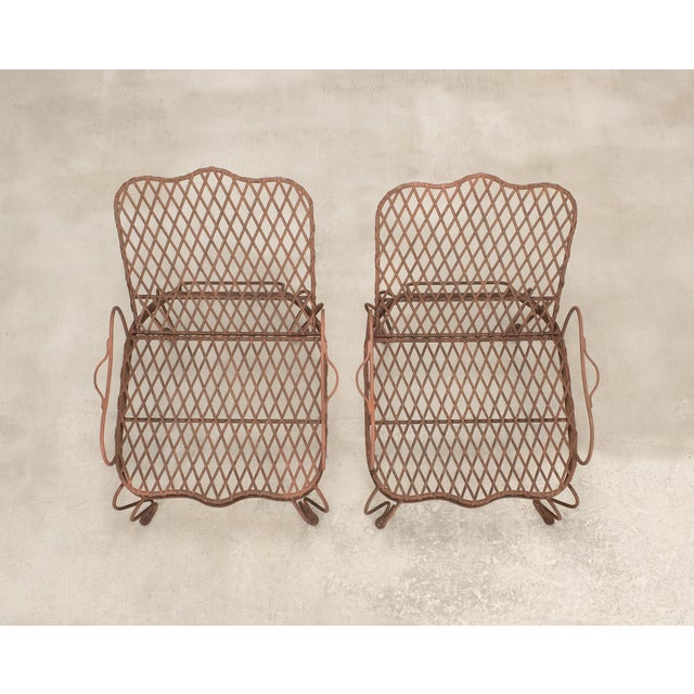 Burnt Umber Pair of Rose Tarlow Twig Iron Garden Lounge Chairs + Ottomans For Sale - Image 8 of 18