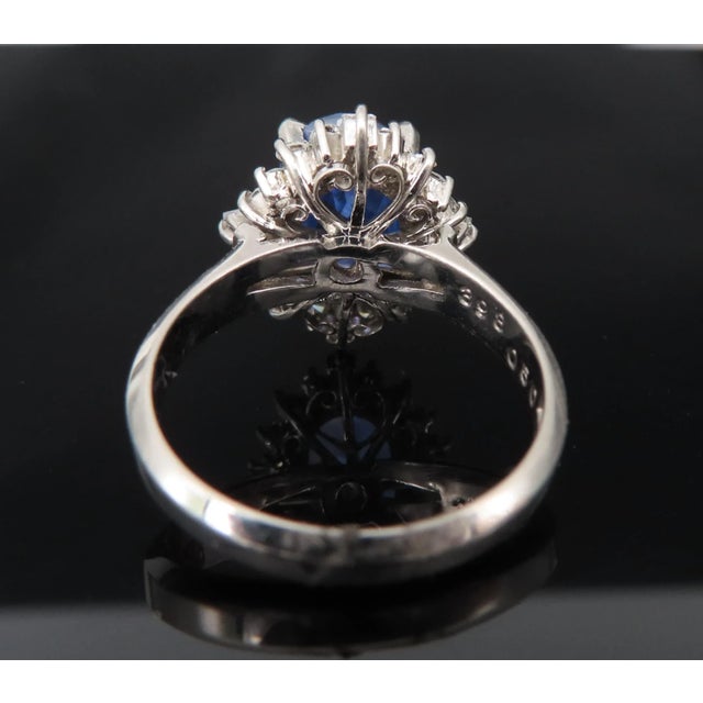 Late 20th Century Fine 3.98ct Gia Ceylon No Heat Sapphire & 0.50ct Diamond Platinum Ring Size 6 For Sale - Image 15 of 18