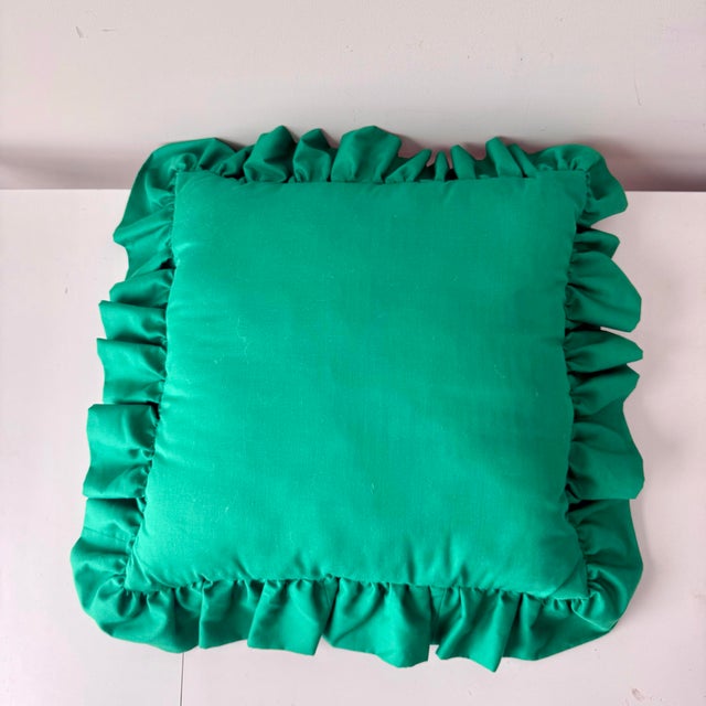 Textile Quilt Square Ruffle Pillow For Sale - Image 7 of 9