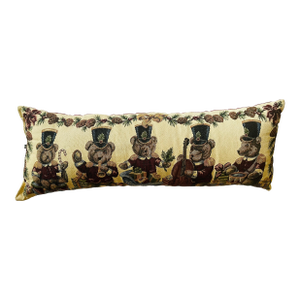 1970s 3 Ft Lumbar Tapestry Holiday Teddy Bear Pillow