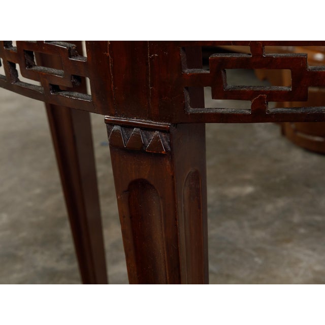 English Mahogany 19th Century Demi-Lune Console Table with Tambour Sliding Doors For Sale - Image 9 of 12