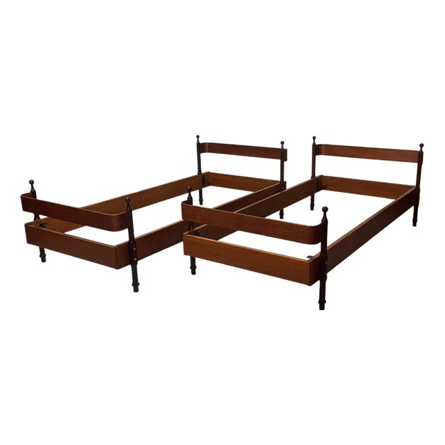 Vintage Teak Single Beds by Fratelli Proserpio, 1960s, Set of 2 For Sale