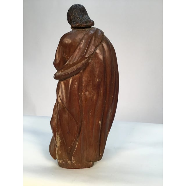 Wood 18th Century Carved Statue of Saint For Sale - Image 7 of 13