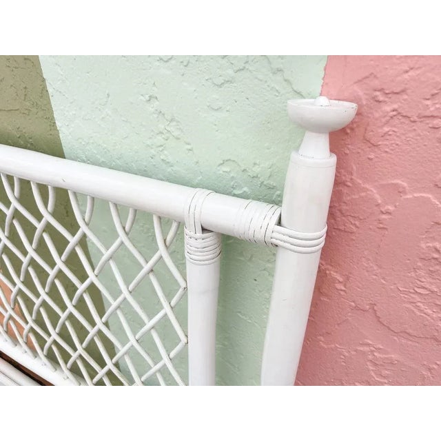 Mid 20th Century Palm Beach Regency Lattice Love Rattan King Headboard For Sale - Image 5 of 11