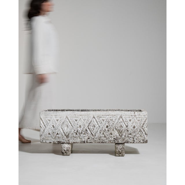 Wood Brutalist Concrete Planter, Antique, France, Circa 1970 For Sale - Image 7 of 10