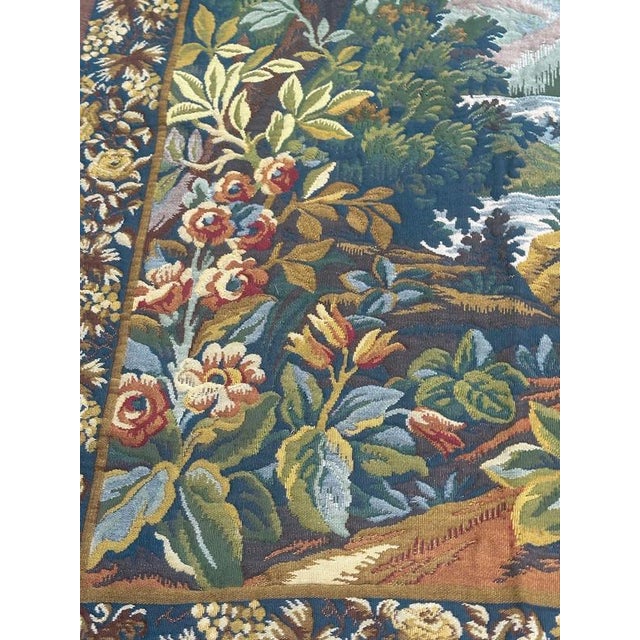 Vintage French Verdure Jacquard Tapestry in the style of Aubusson, 1970s For Sale - Image 4 of 18