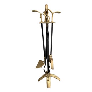 Vintage Brutalist Fireplace Tools in Bronze by David Marshall, 1975, Set of 5 For Sale