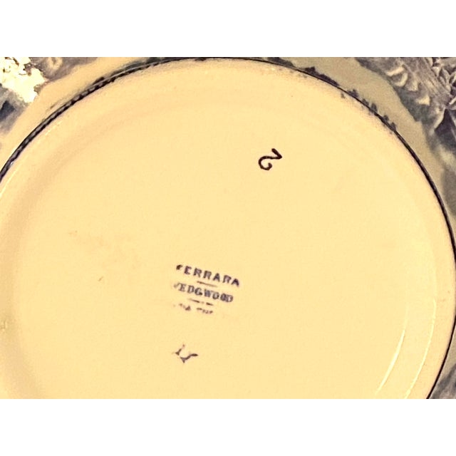 Blue Wedgewood 1933 Ferrara Blue Serving Dish With Lid. Blue Transferware English China With Ships, Buildings, and Flowers For Sale - Image 8 of 8