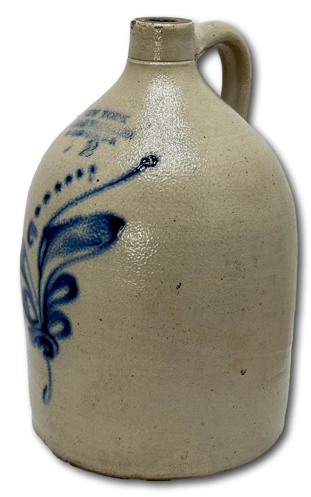 Nicely Blue Decorated Antique New York Stoneware Co. 2 Gallon