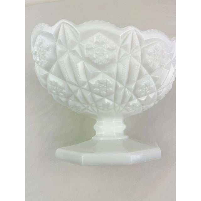 White 1960s Kemple Toltec Milk Glass White Oval Pedestal Bowl For Sale - Image 8 of 12