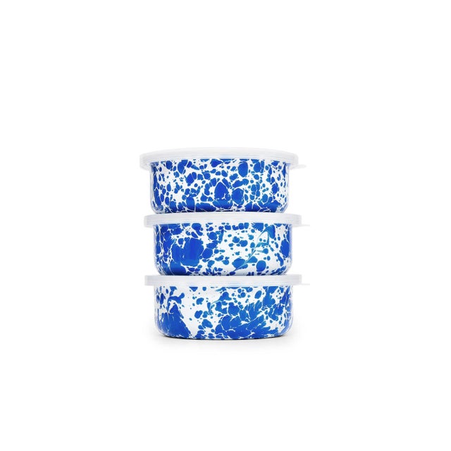 Not Yet Made - Made To Order Crow Canyon Home Splatterware, Storage Bowl Set in Blue & White - 3 Pieces For Sale - Image 5 of 5