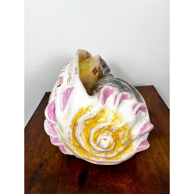 Late 20th Century Large Vintage Mexican Hand Painted Ceramic Shell For Sale - Image 5 of 10