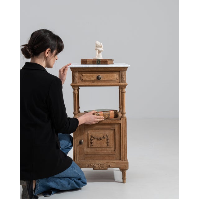 French Louis XVI Side Table With Marble Top France Early 1900s For Sale - Image 3 of 13