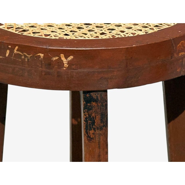 Brown Pierre Jeanneret, High Stools, Cane, Teak, Chandigarh, India C. 1960s For Sale - Image 8 of 12