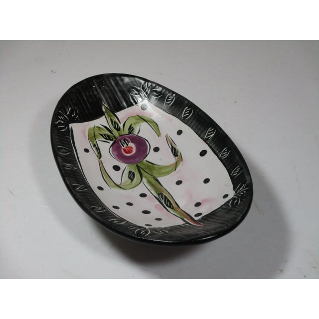 Ceramic 1990s Hand Painted Posey Pottery Footed Bowl For Sale - Image 7 of 7