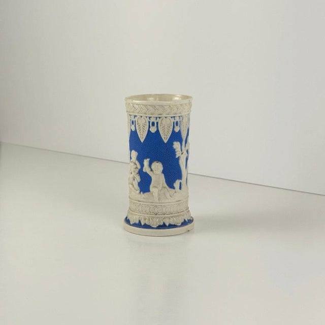 19th Century Parian Ware Spill Vase in Blue and White by Samuel Alcock For Sale - Image 5 of 10