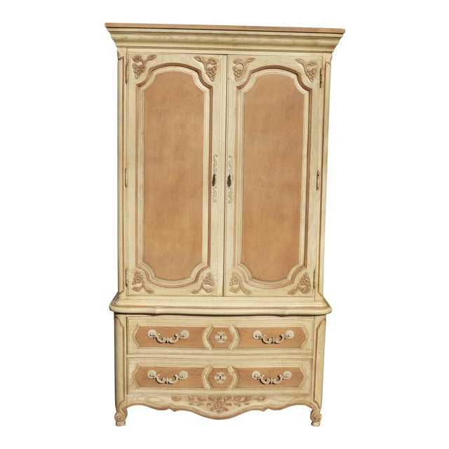 French Country Cottage Thomasville Ornate Off White Armoire Chairish