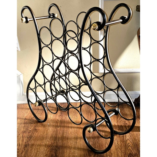 Brown 20th Century French Wrought Iron and Brass Wine Rack For Sale - Image 8 of 8