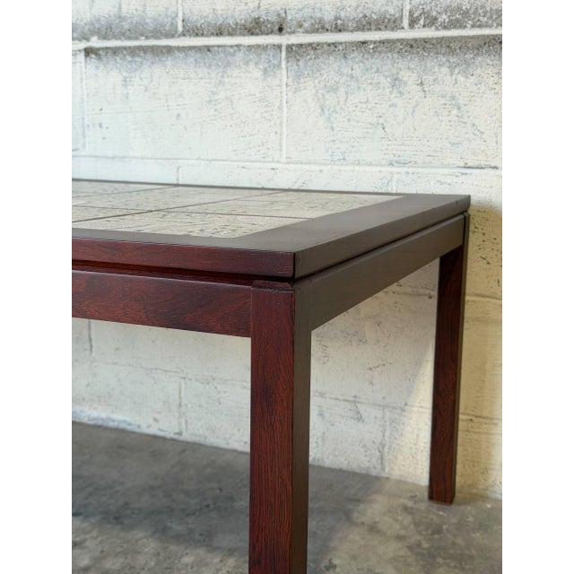 Wood Rosewood Rectangular Coffee Table With Ceramic Tile Top Vintage Mid-Century Modern 1960s For Sale - Image 7 of 11