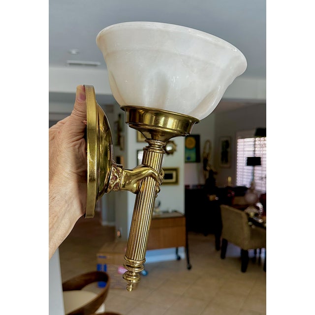 French Devoluy Hand Torch Brass Wall Sconces For Sale - Image 17 of 18