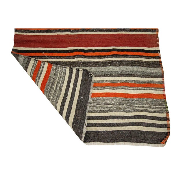 Mid 20th Century Striped Vintage Turkish Kilim Runner For Sale - Image 5 of 7