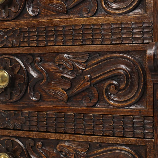 Vintage Carved Oak Cabinet Chest of Drawers with Mythical Figures For Sale - Image 16 of 18