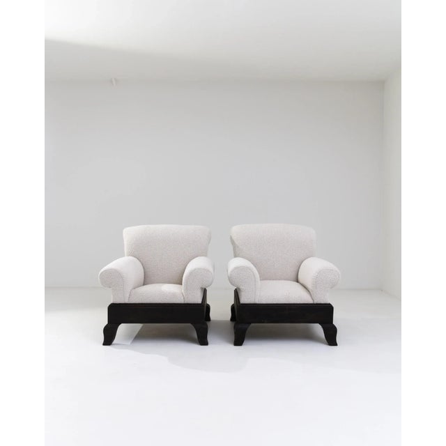 Mid 20th Century 20th Century British Wooden Upholstered Armchairs, A Pair For Sale - Image 5 of 10