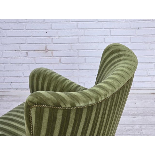 Danish Armchair in Green Furniture Velour, 1960s For Sale - Image 11 of 18