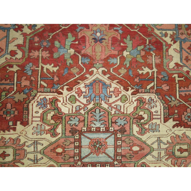 Zabihi Collection Large Antique Persian Square Heriz Rug - 8'6" x 9'2" For Sale - Image 11 of 12