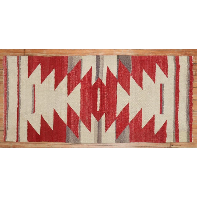 Early 20th Century Zabihi Collection American Navajo Blanket - 1'4" x 3'1" For Sale - Image 4 of 5