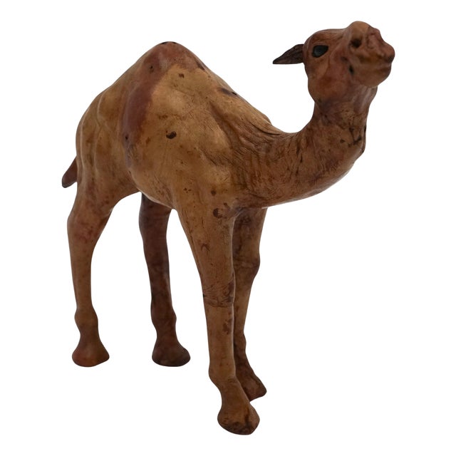Camel Sculpture with Aged Leather on Hand Carved Wood from Libertys London For Sale