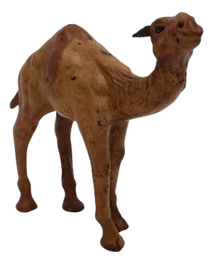 Camel Sculpture with Aged Leather on Hand Carved Wood from Libertys London