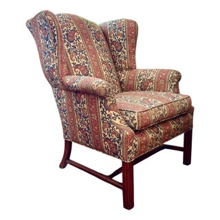 Charming Vintage Wingback Chair With Paisley Print For Sale