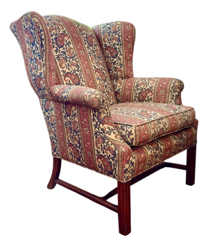 Charming Vintage Wingback Chair With Paisley Print