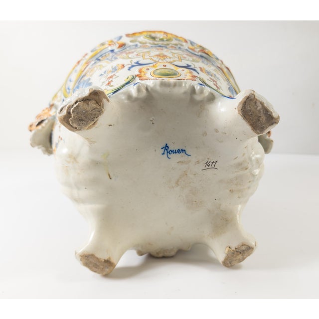 19th Century French Faience Polychrome Rouen Centerpiece Jardiniere For Sale - Image 9 of 11