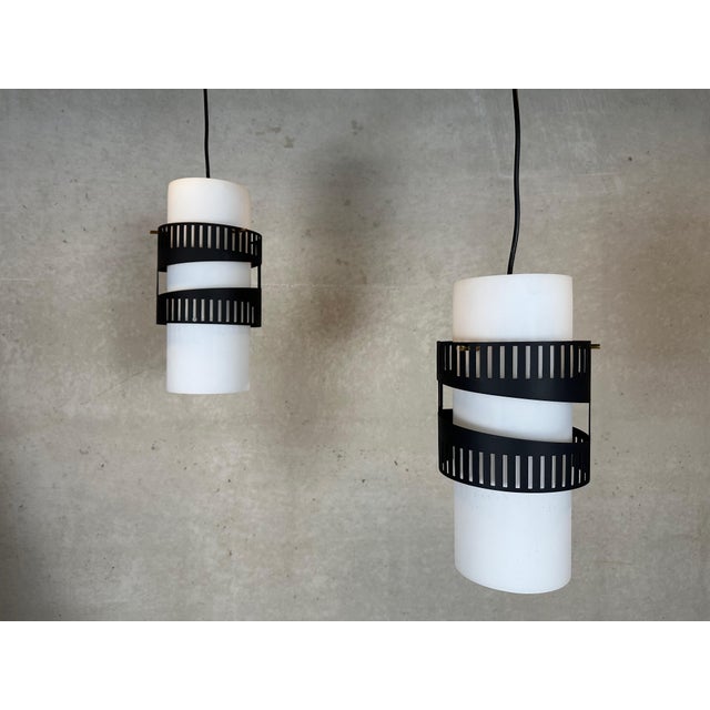 Vintage Opaline Design Hanging Lamps, Set of 2 For Sale - Image 3 of 14