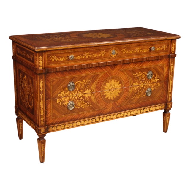 Vintage Italian Louis XVI Style Inlaid Commode, 1970 For Sale