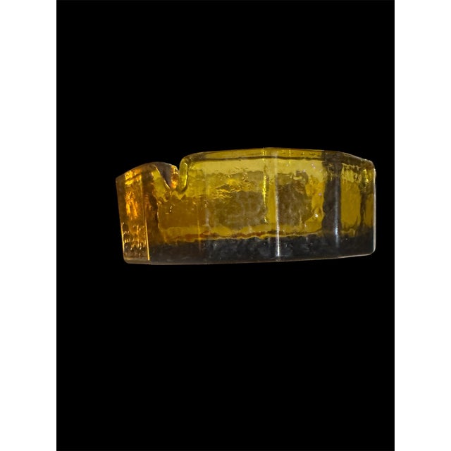 Blenko MCM Blenko Glass Co. Heavy Honey Ashtray Catchall Cigars Cigarettes Collectible For Sale - Image 4 of 6