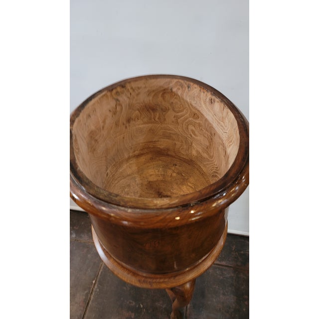 English Antique Oak Jardiniere Plant Stand With Metal Insert English For Sale - Image 3 of 8