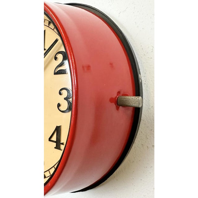 Metal Vintage Red Seiko Navy Wall Clock, 1970s For Sale - Image 7 of 18
