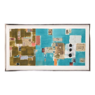 "Application of the Laws" Chine Colle Watercolor With Found Object Collage by Michael Pauker For Sale
